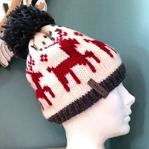 Rella Knitted Reindeer Pom-Pom Toque Hat 🍀
